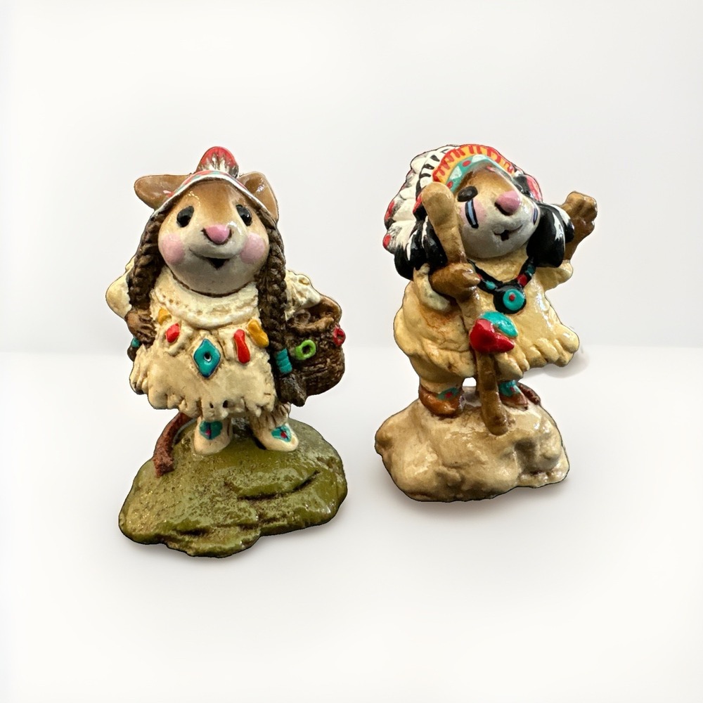 Wee Forest Folk M-107a Chief Geronimouse and M-107b Running Doe & Dear, 2 Pieces